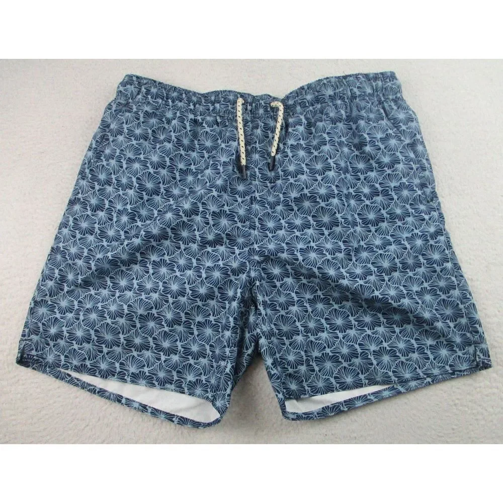 Laguna Swim Trunks Mens Large Blue Hibiscus‎ Floral All Over Print Beach Shorts